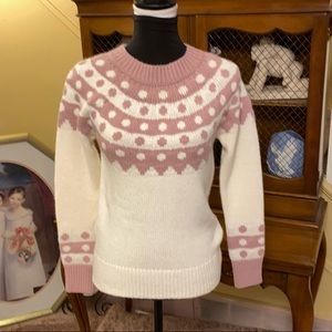 Boden Pink and Ivory Crew Neck Sweater.